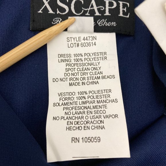 NWT Xscape by Joanna Chen Navy Embellished Gown Size 14 Beaded Sleeveless Dress - Picture 8 of 8